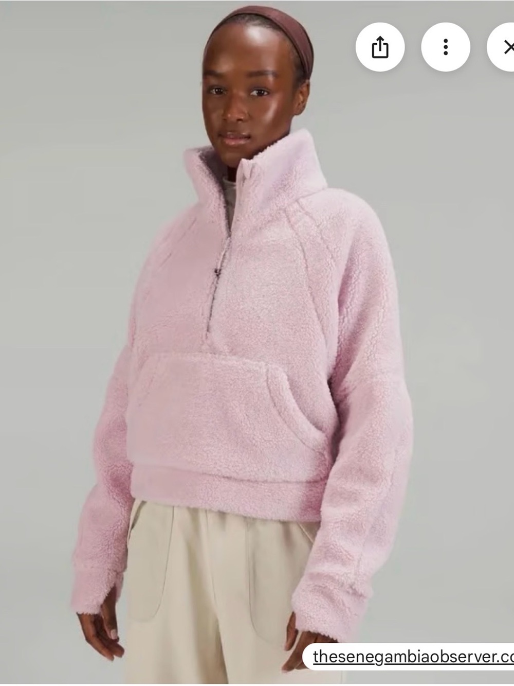 Lululemon Half-Zip Sherpa Pullover in Dusty Pink, XS/S